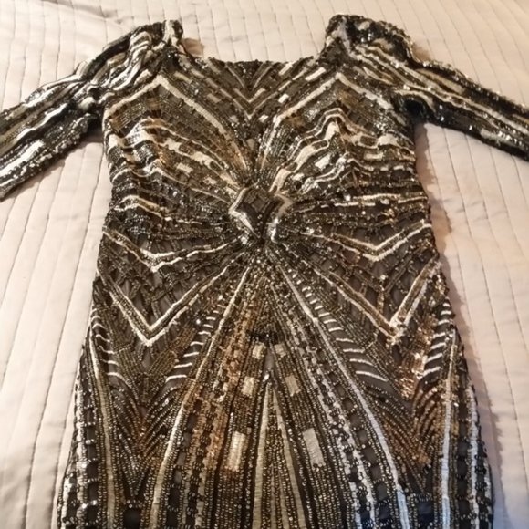 GOLD BEADED MARCIANO DRESS - WORN ONCE - Picture 2 of 4